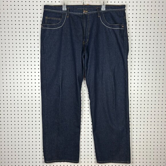 Karl Kani 90s Baggy Jeans 42x32 Gold Logo Pocket Streetwear Skate Wide Leg Denim - Picture 4 of 8